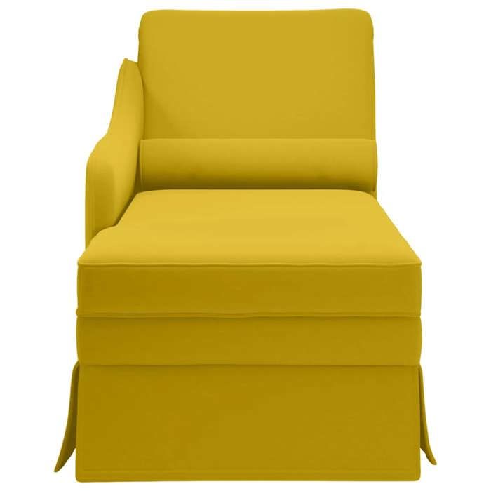 TOP 2026 Fauteuil long - MODERNE - 1 PLACE - avec traversin et accoudoir droit jaune velours - 145x56x70 cm FF5255