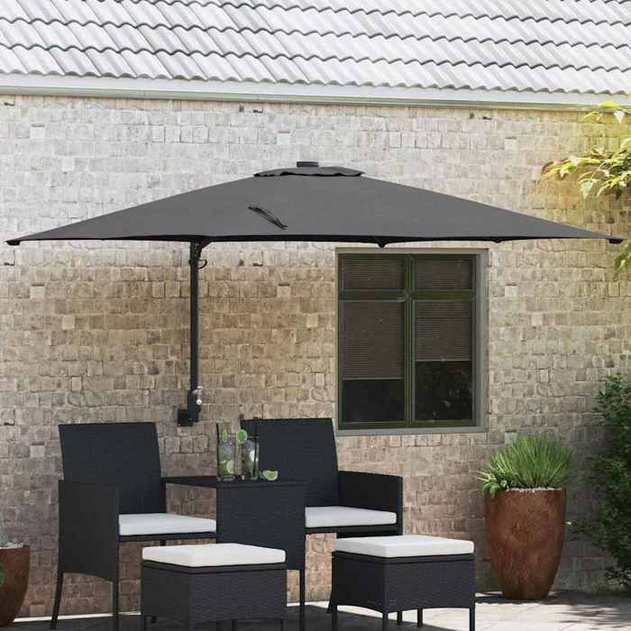 En solde Parasol de jardin anti-uv - BURKE - Parasol anti-décoloration - Anthracite 2485x2475x160 cm J4814