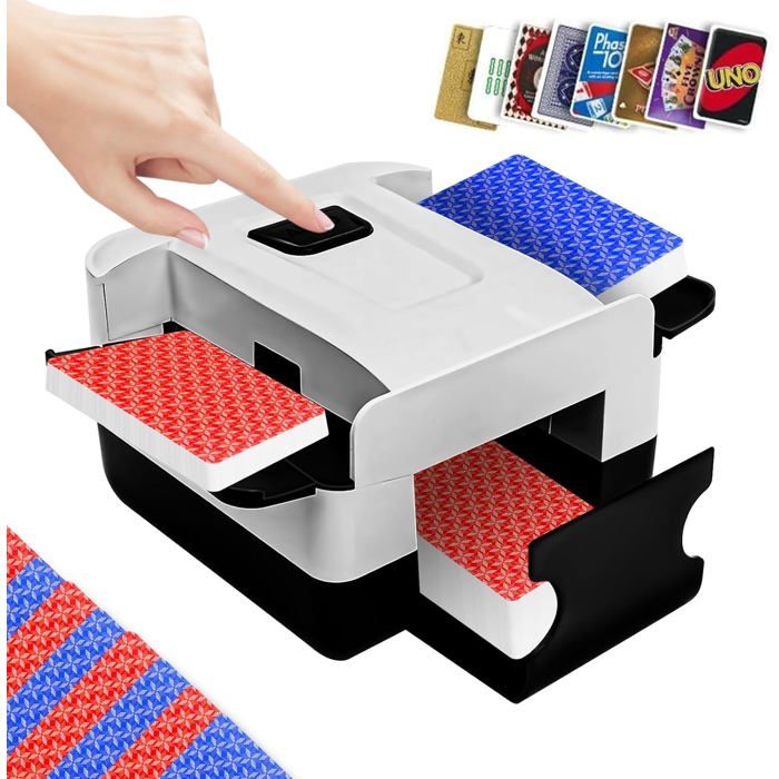 Mélangeur De Cartes Automatique Cheetah VM706 – 1 Ou 2 Jeux – Piles AA – Idéal Arthrite – Noir – Pour Casino Ou Maison