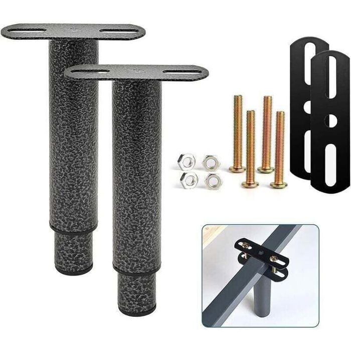 Pieds de lit réglables - PZCC - PZCC - Hauteur 18-33 cm - Inox - Antidérapant