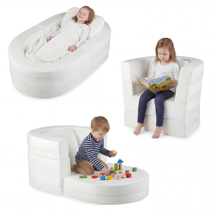 COSTWAY 3-en-1 Canapé-Lit Convertible pour Enfants avec Housses Zippées Lavables & Coussin Confortable Remplissage en Mousse COSTWAY 3-en-1 Canapé-Lit Convertible pour Enfants avec Housses Zippées Lavables & Coussin Confortable Remplissage en Mousse