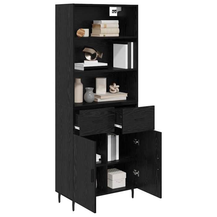 Vaisselier de cuisine - Noir - Haut Armoire - SWEETY - avec rangement - avec tiroir Chêne noir 69 5x34x180cm LH8888781