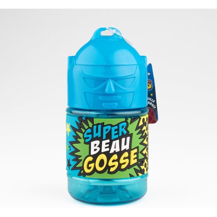 Bouteille personnalisée pour enfant gourde deau avec paille-Super Beau Gosse Bleu