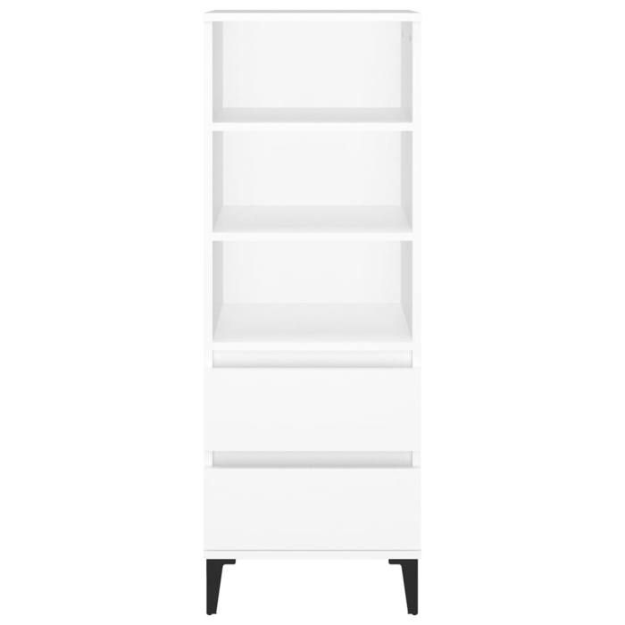 (13083)Meuble rangement - Buffet haut - contemporain - Blanc 40x36x110 cm Bois dingénierie poid:23 kg