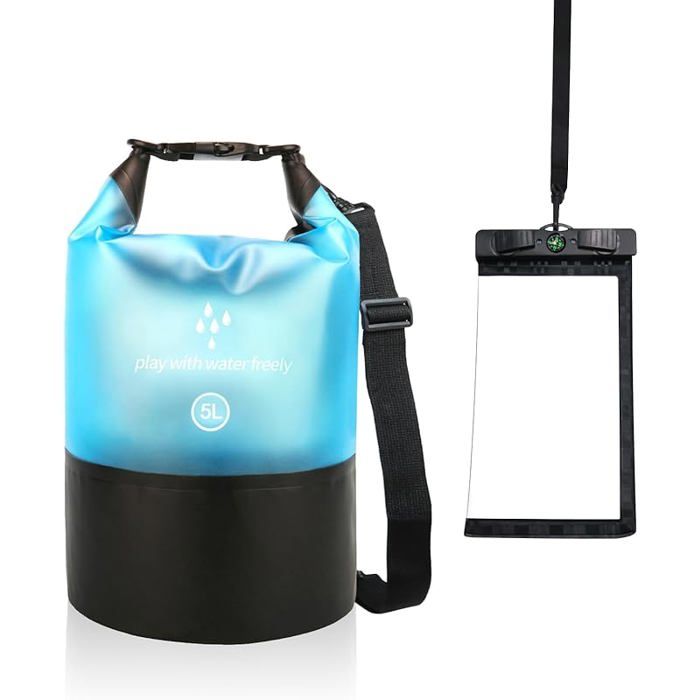 Dry Bag Sac étanche avec sangle réglable Bleu Sac à dos Roll Top Sac à dos étanche pour natation rafting kaya HOUSSE DE RANGEMENT