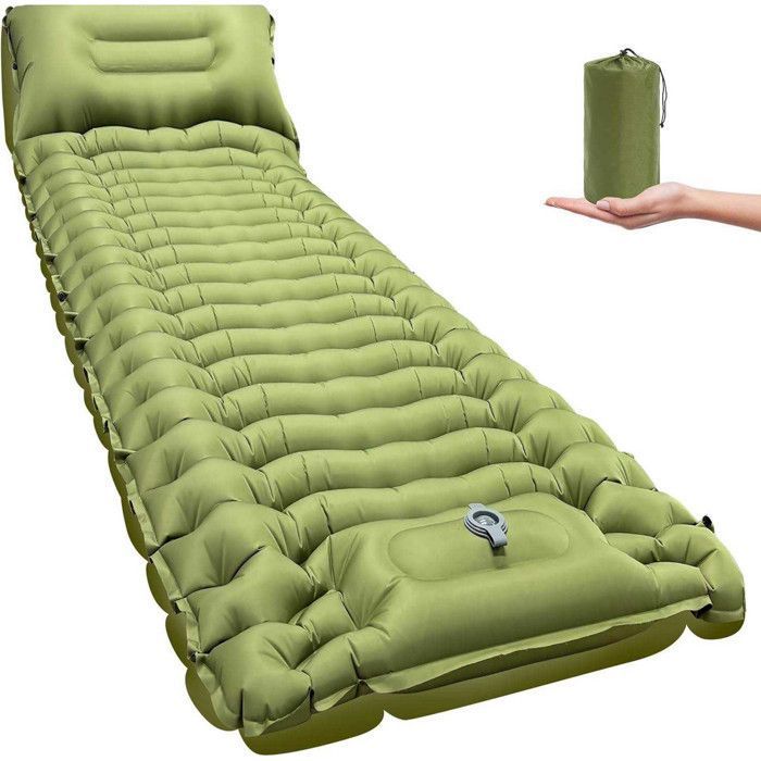 Coussin gonflable pour le camping - matelas de camping ultraléger avec oreiller pompe à pied intégrée