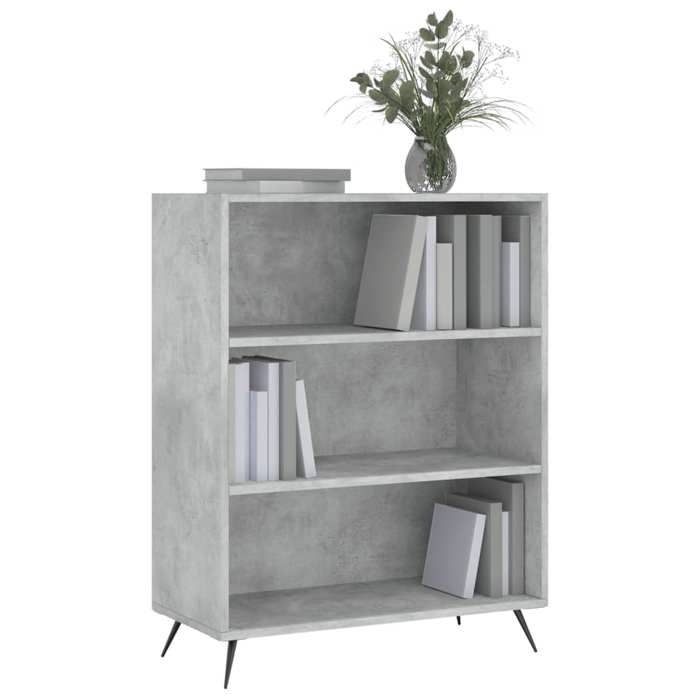 Étagère pour livres - Noir - Bibliothèque moderne - gris béton 69 5x32 5x90 cm - bois dingénierie B2462