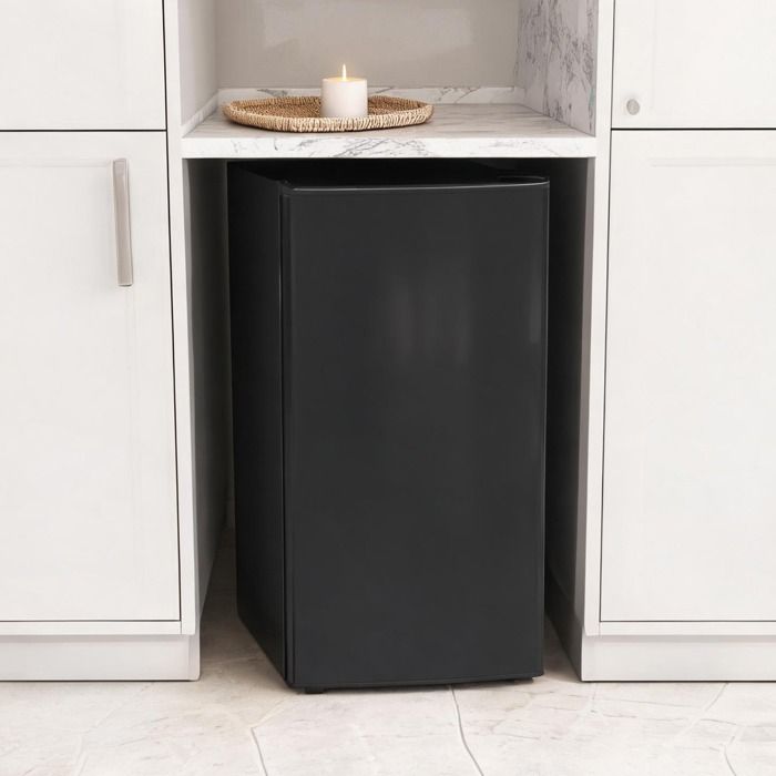 Electrical Appliances with Noir Acier and 18.7 x 17.4 x 33.1 in Réfrigérateur sous-comptoir 91 L acier noir avec zone