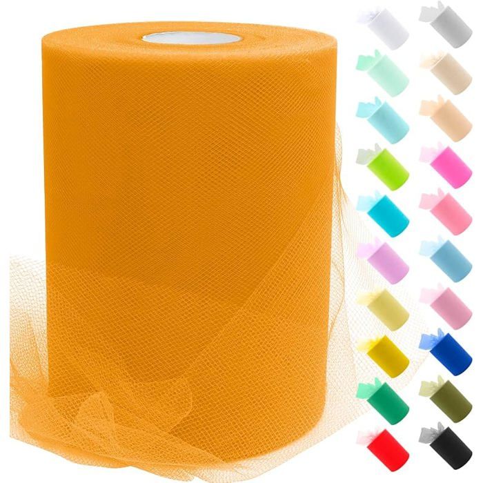 Rouleau de Tulle Polyester 15 cm x 914 m Maille Souple pour Tutu et Jupe Mariage et Fête Doré DO TULLE - NOEUD - RUBAN - FICELL