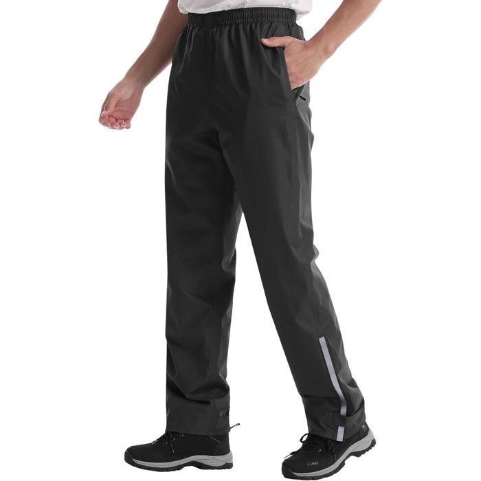 Pantalon de pluie homme imperméable noir taille L respirant 5000g coutures thermosoudées zips jambes idéal randonnée vélo et
