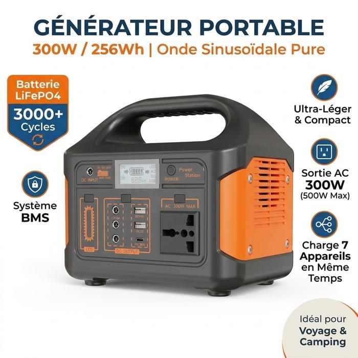 Station d'Énergie Portable 300W/256Wh Gaiaray