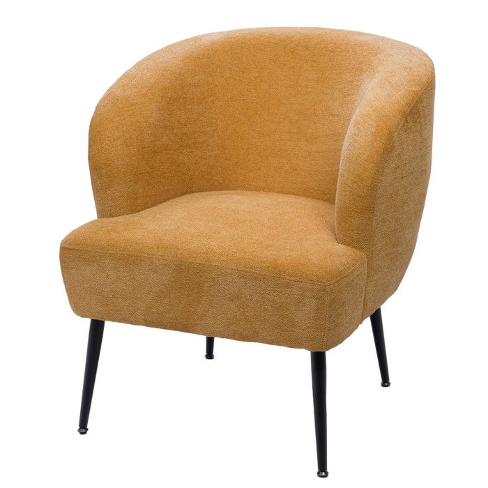 Fauteuil en tissu jaune et métal Tallinn - Amadeus Fauteuil en tissu jaune et métal Tallinn - Amadeus