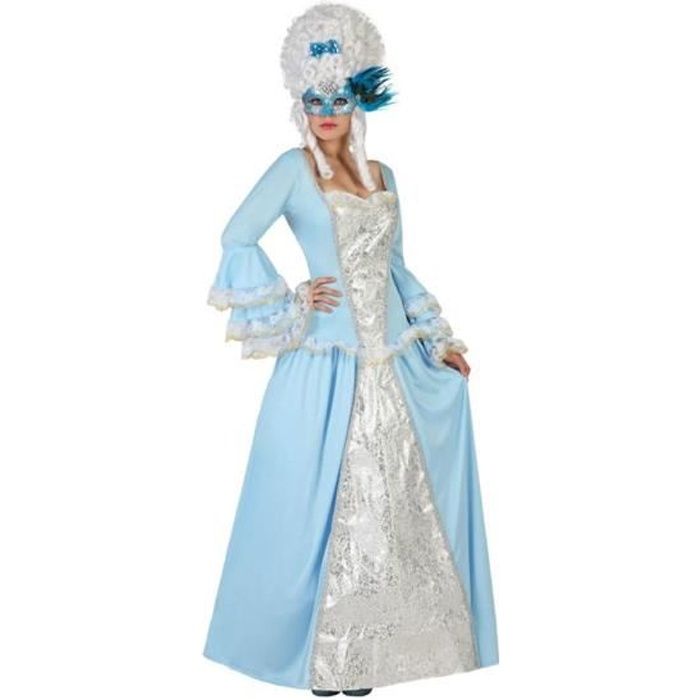 Déguisement Courtisane Bleu Femme M/L - ATOSA - Costume de Luxe avec Motifs Détaillés et Dentelles - Adulte 18+