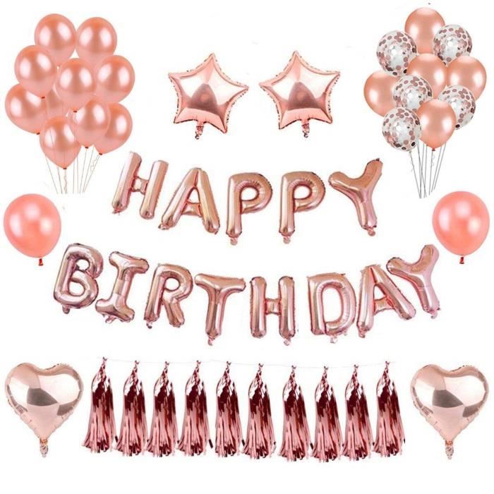 Anniversaire Decorations Ballons Set Classy Joyeux Anniversaire Confetti Ballon Banniere Set Pour Les Filles Et 3n4ypc Cdiscount Maison