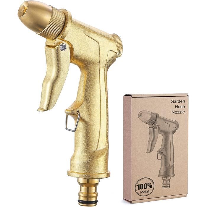 Pistolet Pulvérisateur Métal Haute Pression Pour Tuyau D'Arrosage - 4 Connecteurs Rapides Inclus - Idéal Jardin, Voiture Et Animaux