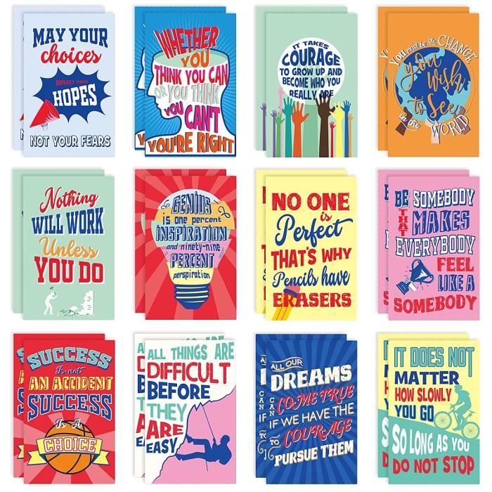 24 Mini Cahiers De Poche Motivants – 12 Modèles, 8x12,5 Cm, Papier Ligné | Idées Cadeaux, Bureau, Voyage, Notes
