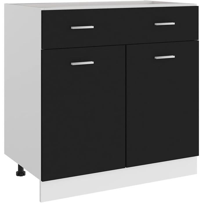Meubles de Cuisine Armoire de Rangement Armoire de Plancher à tiroir Noir 80x46x815 cm Aggloméré A210