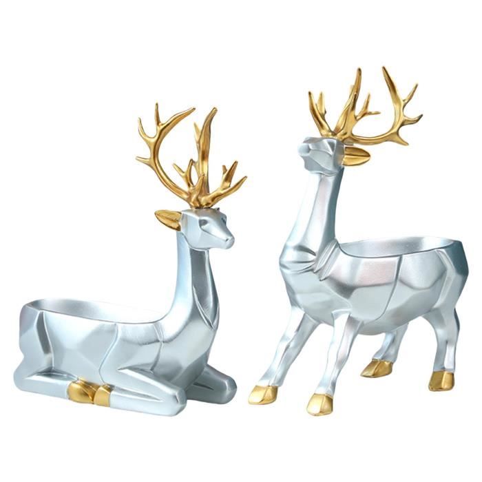 2 Figurines De Renne/Wapiti En Cristal Acrylique Transparent - Décor De Noël Ou De Table - Collection Animaux - Cadeau Festif