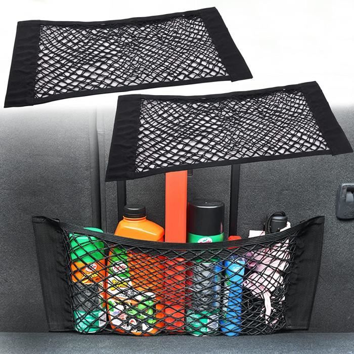 Filet Coffre Voiture Élastique 70x70cm Jusqu'à 140x140cm - Filet De Rangement Robuste Avec 4 Crochets Solides