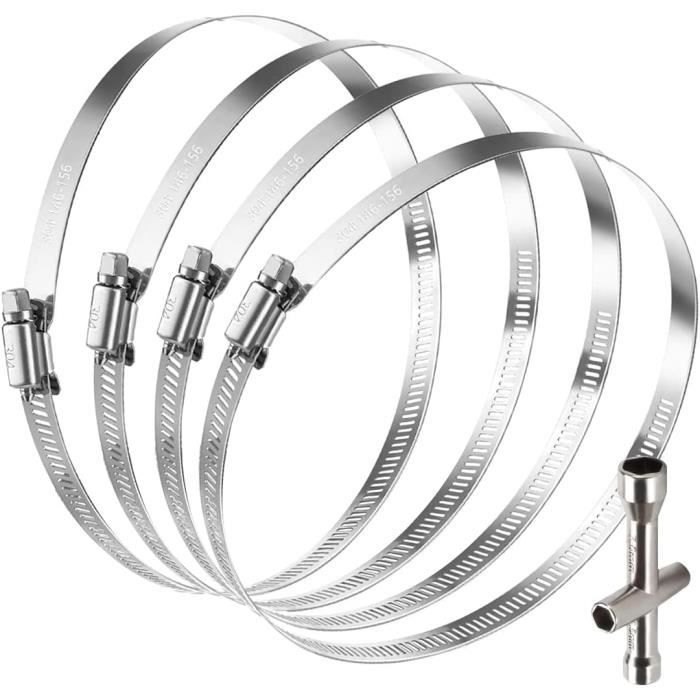 4 Colliers De Serrage En Inox 304, 6 Pouces (150 Mm) - Plage De Serrage 141-165 Mm, Pour Tuyaux, Câbles, Fixation