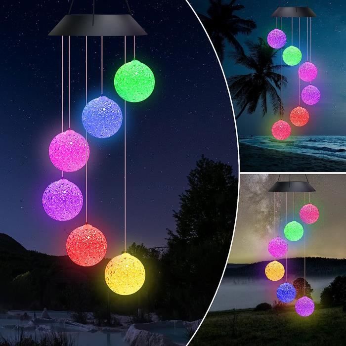 Carillon à Vent Solaire LED - 7 Couleurs Changement - Décoration Jardin Étanche