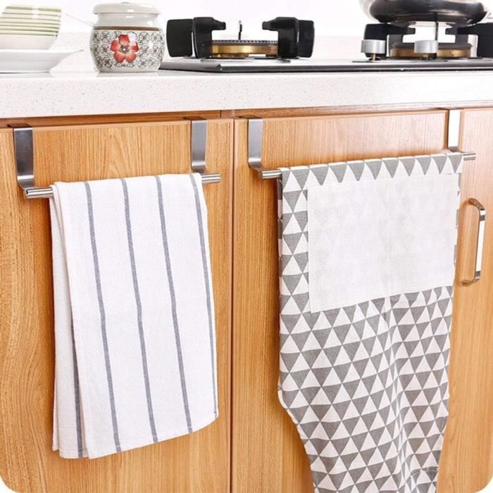 Porte-serviettes De Porte En Acier Inoxydable - 36,5 Cm, Installation Facile Sans Perçage, Gain De Place Pour Salle De Bain Ou Cuisine - 12