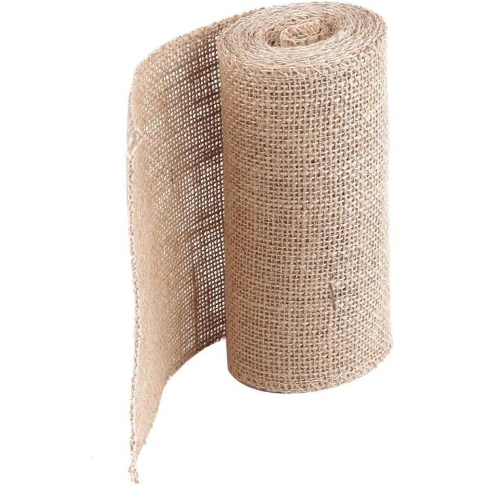 Sangle De Jute 3,5 Pouces X 10 Yards - Naturel Avec Liseré Rouge, Pour Artisanat Et Ameublement