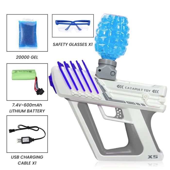 Pistolet à Billes De Gel (Gel Blaster) Xpace - Style Futuriste Avec LED, Chargeur, Batterie, Chargeur USB Et 20 000 Billes Incluses