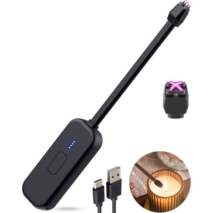Briquet À Arc Électrique Coupe-Vent Sans Flamme Rechargeable Par Usb Avec Lumière Led Pour