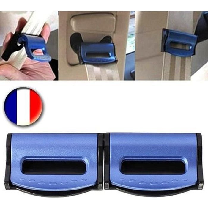 X 2 Clip Pince Bloque Ceinture De Sécurité Universel BLEU Blocage Auto Voiture