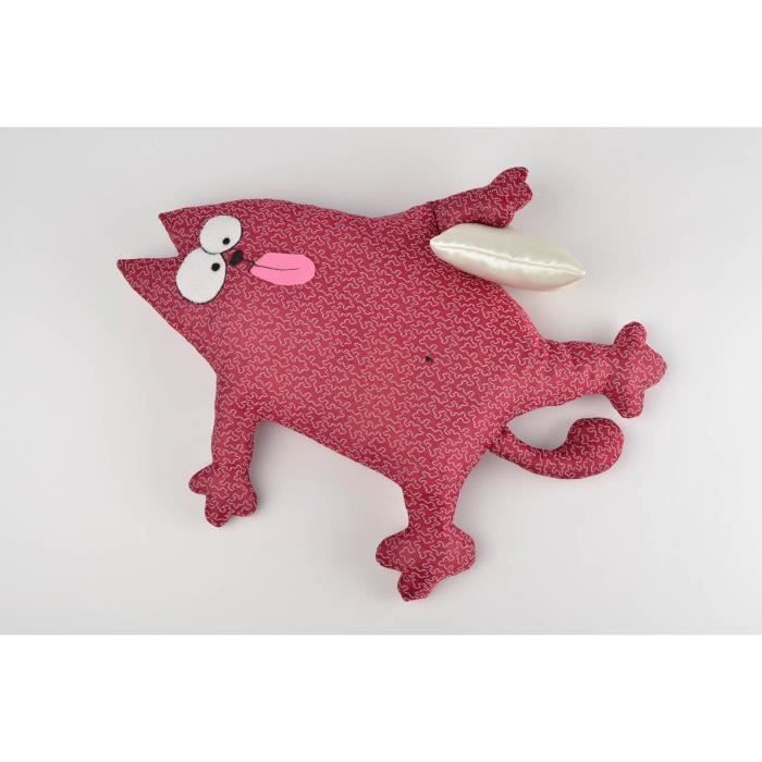 Coussin Chat Rouge Fait Main Deco Maison En Tissus A Motif Coussin Pour Canape Cdiscount Maison