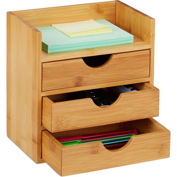 Garosa étagère en bambou Étagère de bureau avec 3 tiroirs organisateur