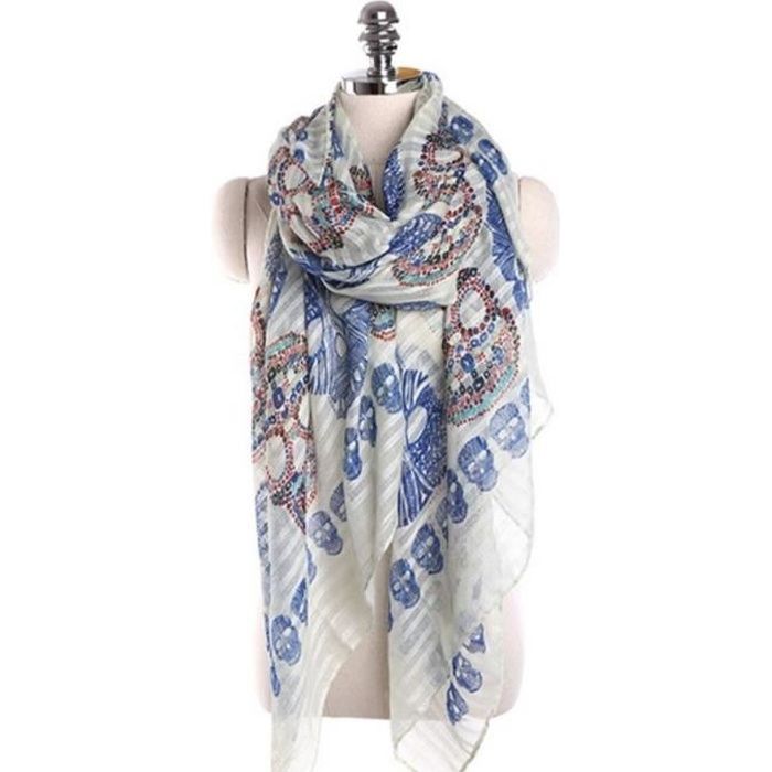 Foulard têtes de mort rouge rose coton 100 x 100 cm imprimé foulard franco de port Foulard têtes de mort rouge rose coton 100 x 100 cm imprimé foulard franco de port