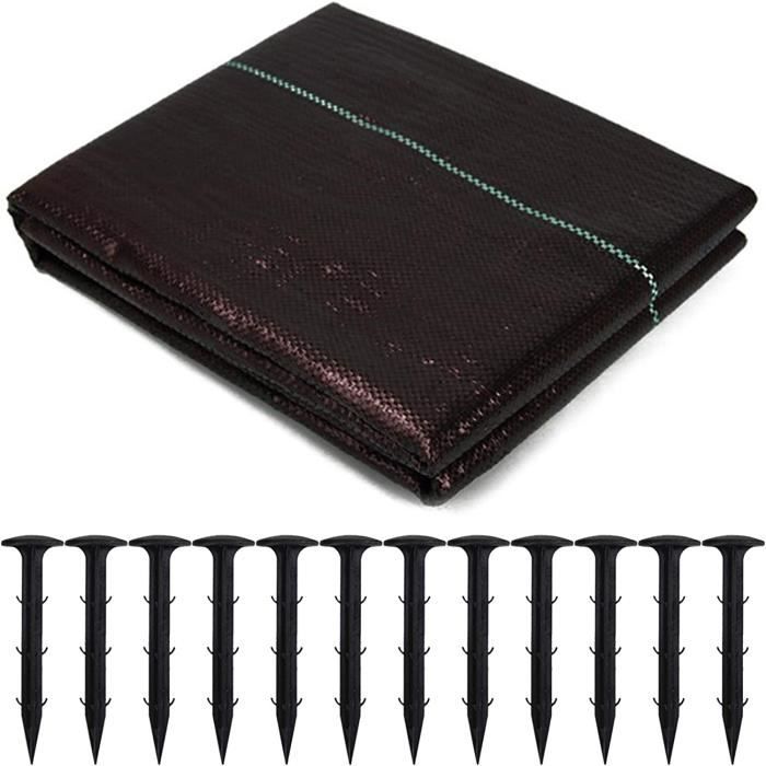 Membrane Anti-mauvaises Herbes 2x10m - Tissu Perméable Noir Pour Allée, Gravier, Potager, Gazon Artificiel