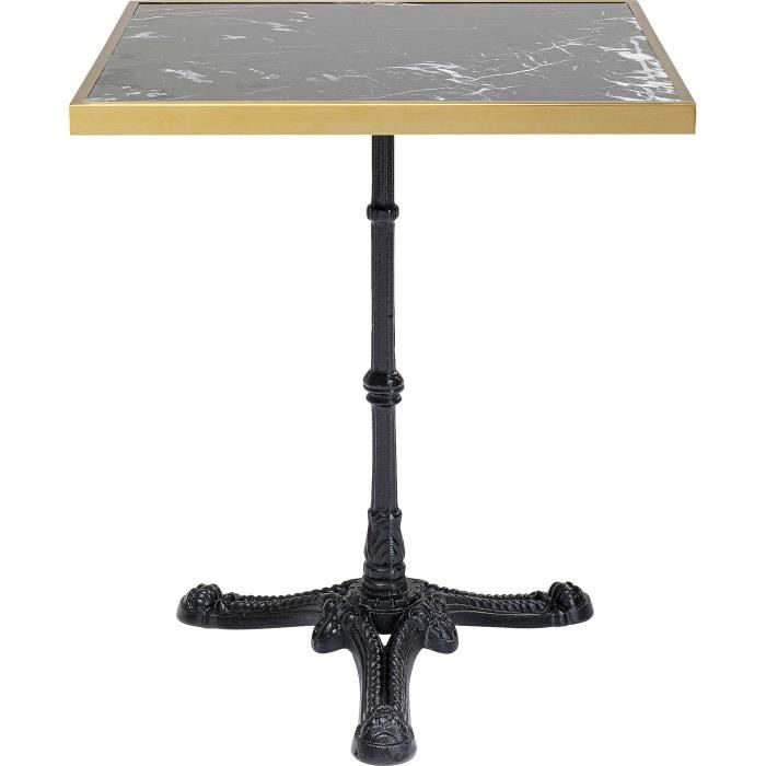 table bistrot en marbre noir et or carré 60x60cm - kare - contemporain - design