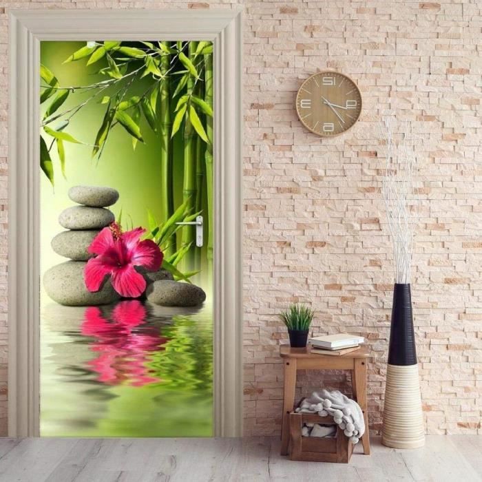 Autocollant Mural 3D Effet Rétro Pour Porte - Dimensions 90x200 Cm, PVC Auto-adhésif Amovible, Imperméable