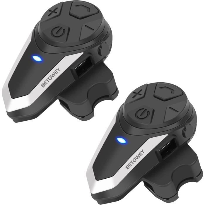 BETOWEY BT-S3 Intercom Moto Duo pour 2 Casques Bluetooth Kit Main Libre Headphones Integrable Au Casque Moto Ski