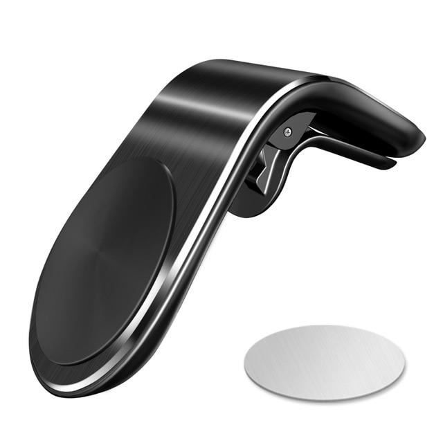 Supports voiture,En métal support de téléphone magnétique pour voiture Mini Évent Clip D'aimant de Bâti Support Mobile - Type Black