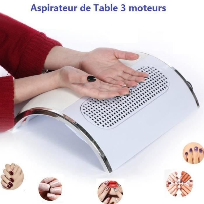 Aspirateur de table manucure professionnel - WASDK - 3 moteurs - 2 sacs - Blanc