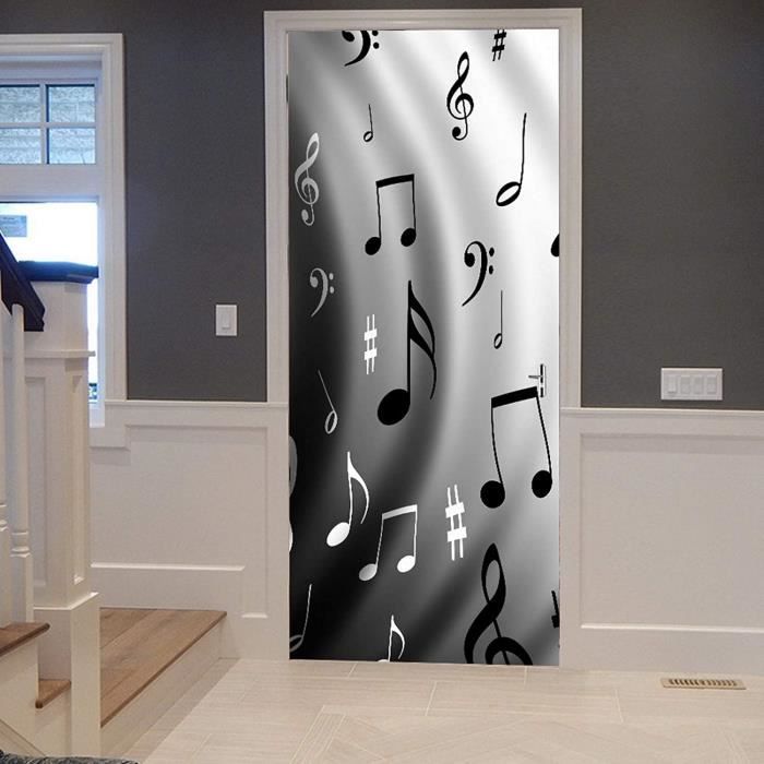 Autocollant Mural Porte 3D Floral - 77x200 Cm - PVC Amovible - Pour Porte, Mur Lisse - Décoration Ethnique