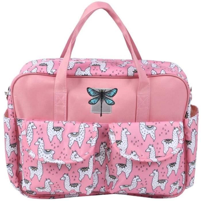 Sac à main de grande capacitésac à bandoulière de voyage imperméable élégant grand spacieux bébé nappe à langer pour maman（Rose）