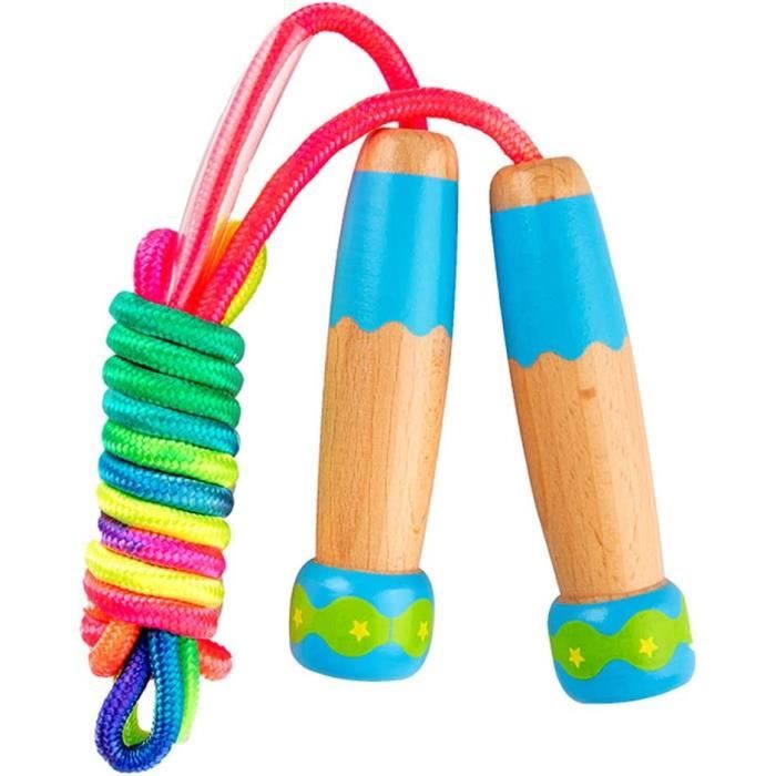 Cordes à Sauter Arc-en-ciel Pour Enfants - 8 Pièces Réglables Avec Poignées Colorées Pour Jouer Et Faire Du Sport