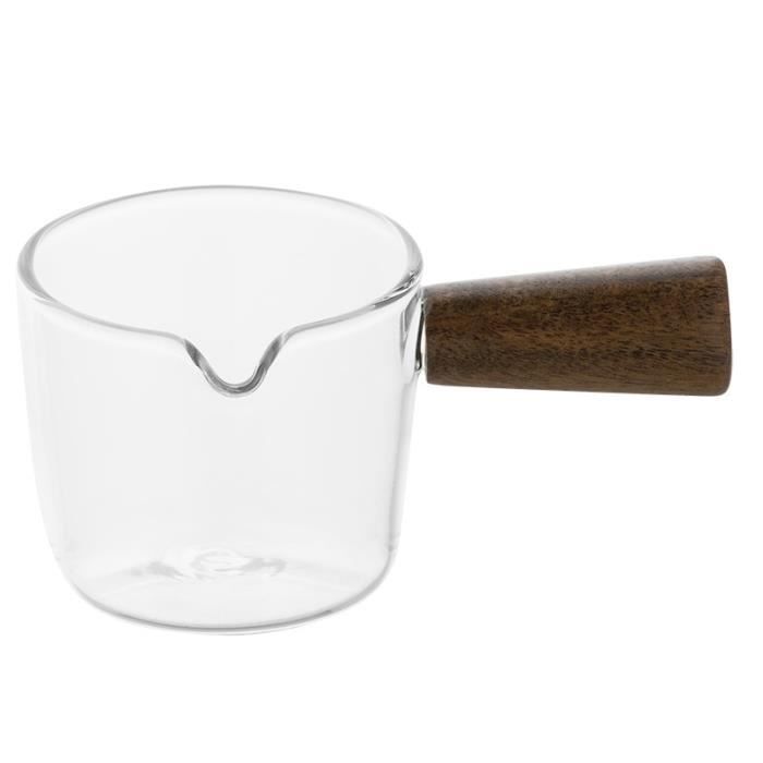 2 Pichets à Lait Verre Avec Poignée Bois - 50ML - Pour Café Expresso