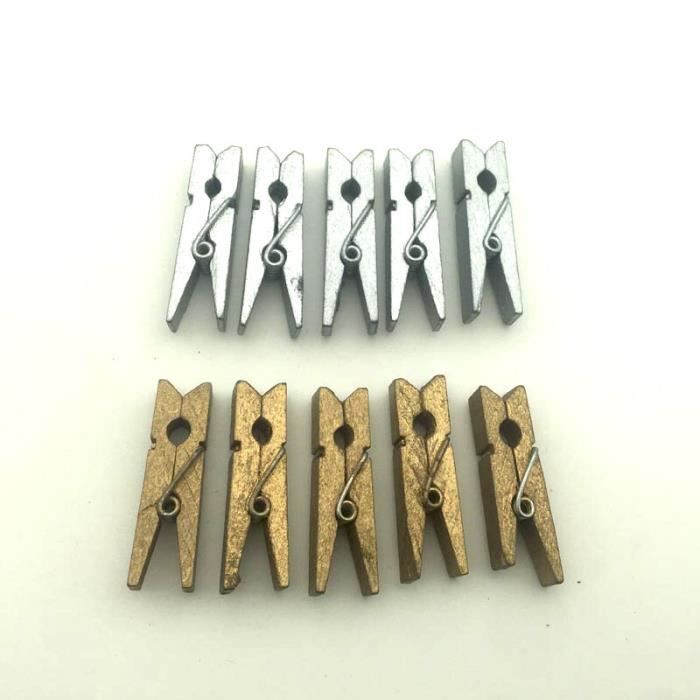 Mini Pinces à Linge En Bois Colorées - 100 Pièces + Corde De Jute - Pour Déco, Photos Et Rangement - 6
