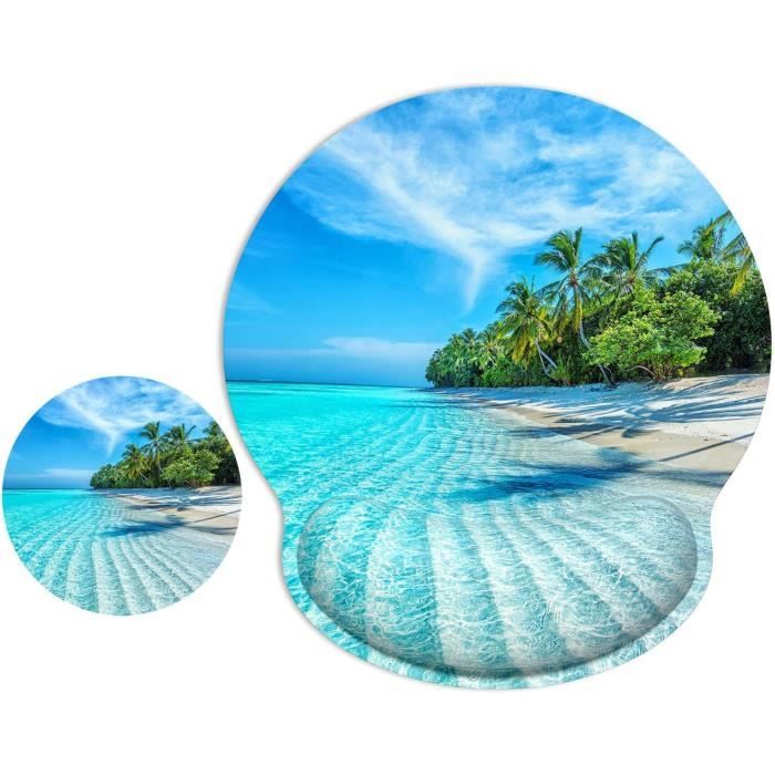 Ergonomique Clavier Repose-Poignet,Tapis De Souris Et Dessous De Verre,Base En Caoutchouc Antidérapant Et Mousse à Mémoire,Saisie Facile Et Soulagement De La Douleur,pour Les Jeux,Bureau-Bleu Blanc