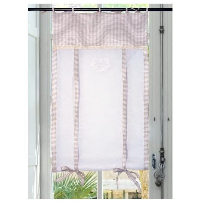 Rideau Brise-bise Enrouleur En Lin Brodé - Dimensions 60x90 Cm, Style Français, Pour Cuisine, Salle De Bain, Salon