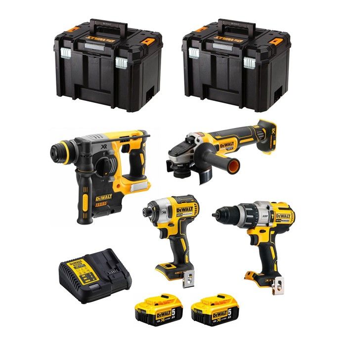 Kit DWK401 DEWALT DCD996 + DCH273 + DCG405 + DCF887 Sans fil Batterie 2 x 5 0 Ah TSTAK VI