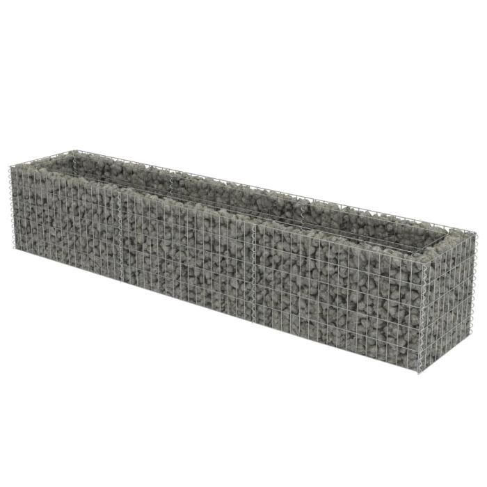 Lit Surélevé Gabion Acier Galvanisé 360x30x10 Cm - Jardinière Et Bordure Décorative Pour Jardin