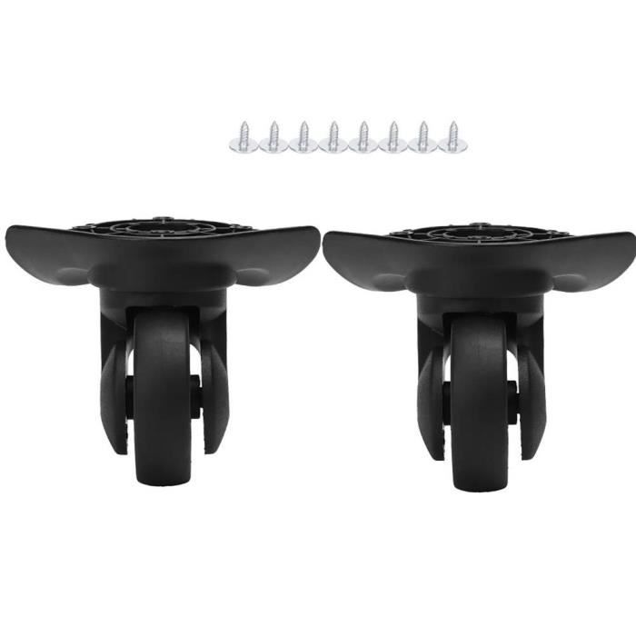Roulettes De Remplacement Pour Valise - 1 Paire Pivotantes En Nylon Noir 9,2 Cm