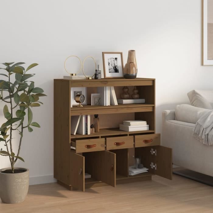 ESTINK Buffet haut Marron miel 100x40x108 5 cm Bois massif de pin 92431
